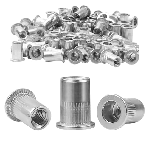 TXXATX Nietmuttern M8 Edelstahl A2 V2A Gewindenieten 60 Stück Nietmutter Befestigung Blindnietmutter M8 Einnietmuttern Runde Flachkopf Rivet Nut für Zaunbau,Fahrzeugbau,Camper Ausbau,Metallarbeiten
