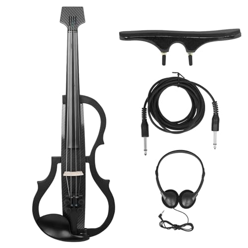 YIJU Violino elétrico com descanso de ombro, fone de ouvido, cabo de áudio, instrumento de cordas av