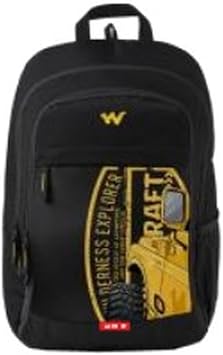 Wildcraft 4x4 Off Road 32L Laptop Backpack for Men & Women Fits 15.6 inch Laptop Padded Shoulder Straps, Multi Compartments, Anti-Theft Zippers College & Office Bag M Black