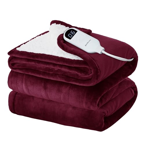 Image of Bedsure Electric Blanket Full Size - Soft Flannel Heated Blanket, Fast Heating with 10 Time Settings & 6 Heat Settings, Warm Gift for Grandma (72x84 inches, Burgundy)