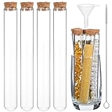 Mobestech 16 Pcs Glass Test Tubes Set with Cork Stoppers Large Small Tubes for Experiments Industrial Glass Tubing Test Funnel Brush