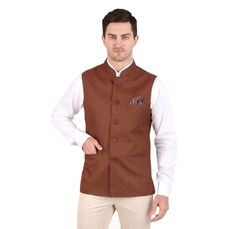 gracyshade Men’s Nehru/Modi Jacket (Waistcoat) along-with Inner pocket - Premium Jute Fabric Lining, Stylish Bandhgala Sleeveless Regular Fit for Festive, Casual, or Occasional-picture-16