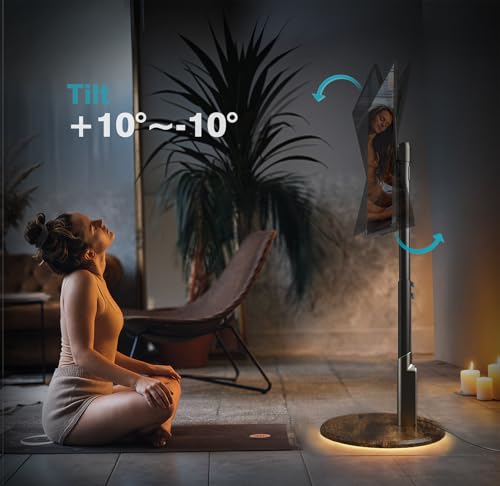 Image of Mobile TV Stand with Power Outlet, Rolling TV Cart for 27-65 Inch OLED LED Monitors, 6 Levels of Height Adjustment, Ambient RGB Lighting on The Bottom Wheels Holds up to 88lbs
