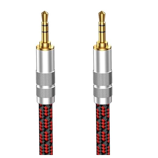 Primeda 3.5mm Aux Cord 2.5ft/0.75m,Audiophile Stereo Audio Cable Braided Gold-Plated Unbreakable for Laptop Tablets,Headphones, Smartphones,Cars,MP3 Players