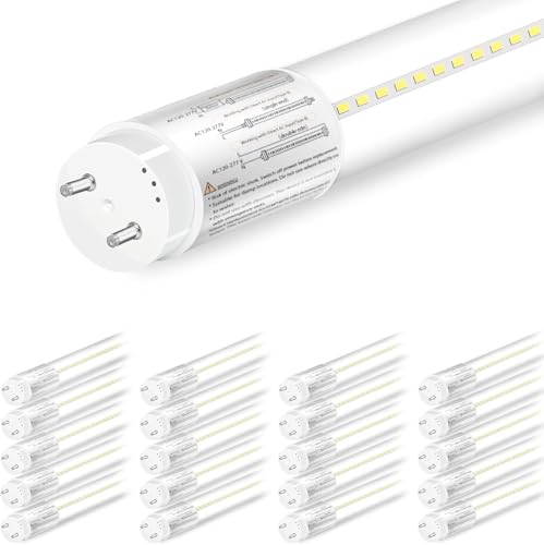 hykolity 20 Pack 4FT LED T8 Hybrid Type A+B Light Tube, 18W, Plug & Play or Ballast Bypass, Single-Ended OR Double-Ended, 5000K, 2400lm, Frosted Cover, T8 T10 T12 for G13, 120-277V, UL Listed