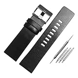 HuanJ Compatibile Con Cinturino In Vera Pelle Diesel DZ7332 DZ7314 DZ7311 Da Polso Uomo Accessori For Cinturini 26 Mm 28 30 32(Black black buckle,30mm)