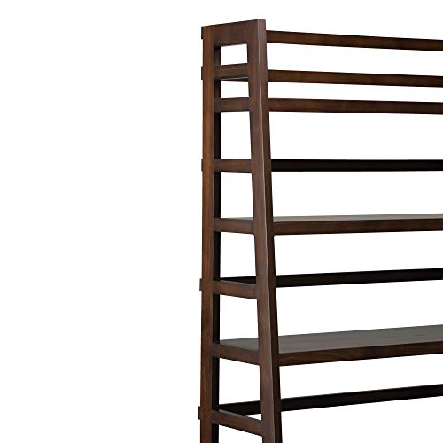 Image of SIMPLIHOME Acadian SOLID WOOD 72 inch x 36 inch Transitional Wide Ladder Shelf Bookcase in Brunette Brown for the Living Room, Study Room and Office