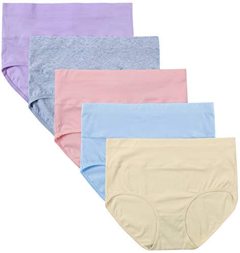 Image of INNERSY Womens Underwear Cotton Briefs Postpartum High Waisted Panties 5 Pack