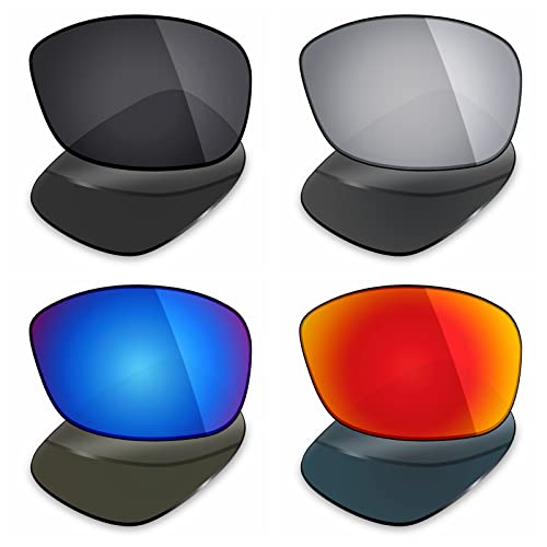 Image of Mryok 4 Pair Polarized Replacement Lenses for Oakley C Wire 2011 Sunglass - Stealth Black /Fire Red /Ice Blue /Silver Titanium