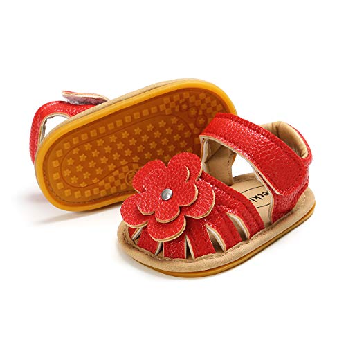 HsdsBebe Infant Baby Boys Girls Adjustable Strap Sandals Toddler Anti-Slip Rubber Sole Meash Breathable Outdoor Beach Slippers(D101 red,2)