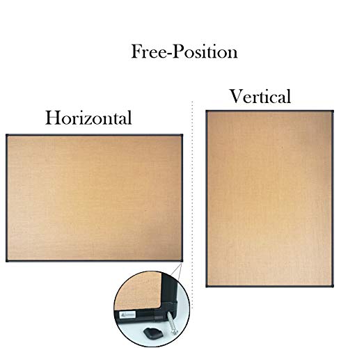 Lockways Linen Cork Bulletin Board, 48 X 36 Inch Linen Fabric Cork Board, Black Aluminum Frame Message Notice Wall Mounted Corkboard For Home Kitchen Office Decorative #TOP1