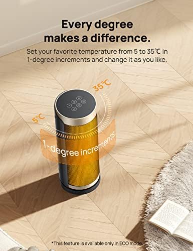 Dreo Space Heater, 1800W Energy Efficient Electric Ceramic Heating, 70° Oscillation, Remote Control, 12H Timer, Thermostat, Overheating Protection, Low Energy Eco-Mode, Silent for Home Office Use