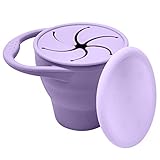 Snack Attack | Toddler Snack Cup Baby Snack Container Collapsible Silicone Snack Catcher Lid No Spill (Purple)