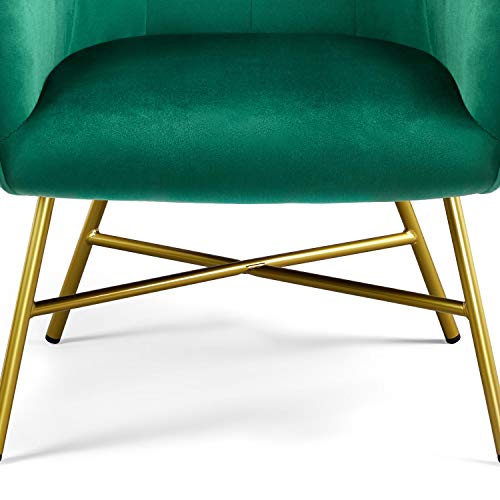 Yaheetech 2Pcs Dining Chair, Upholstered Soft Velvet Dining Chair With Backrest Armrest Leisure Chair For Dining Room/Chicken/Makeup/Cafe, Green #TOP5