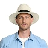 Panama Hat Sun Hats for Men Women Wide Brim Fedora Straw Beach Hat UV UPF 80+