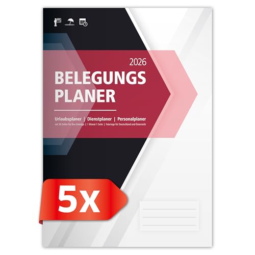 Belegungsplan 2025+2026, Personalplan, Urlaubsplaner, Dienstplan für Firmen, Hotels, Gastronomie, bis