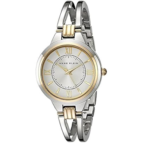 Anne Klein Women's AK/1441SVTT Two-Tone Open Bangle Watch