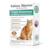 Cat Dewormer for Cats & Kittens –Broad Spectrum Triple Wormer Tablets with Praziquantel & Pyrantel Pamoate for Tapeworms, Roundworms & Hookworms, 48 Tablets