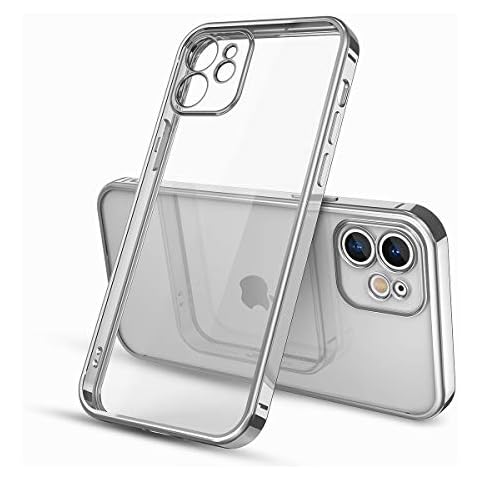 Yokata Case for iPhone 12 Case Clear Thin Slim Transparent Shockproof Silicone Soft TPU Protective Case Ultra Flexible Anti-Scratch Protection Cover Case for iPhone 12 (6.1") - Silver Cover