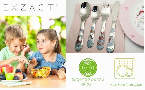 Miniatura 6 de Exzact Cubertería Infantil 4 Pieza Para Niños De Acero Inoxidable : 1 X Cena Cuchillo, 1 X Cena Tenedor, 1 X Cena Cuchara, 1 X Cuchara Pequeña - Unicornios