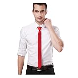 Landisun Red Tie Men Women Solid Skinny Ties Slim Ties Satin Tie-Red