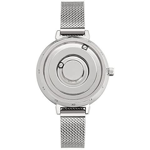 EUTOUR Ladies Watches Watches for Women Magnetic Watches Swiss Quartz Wrist Watch Stainless Steel Mesh Strap Sliver 36mm Cover