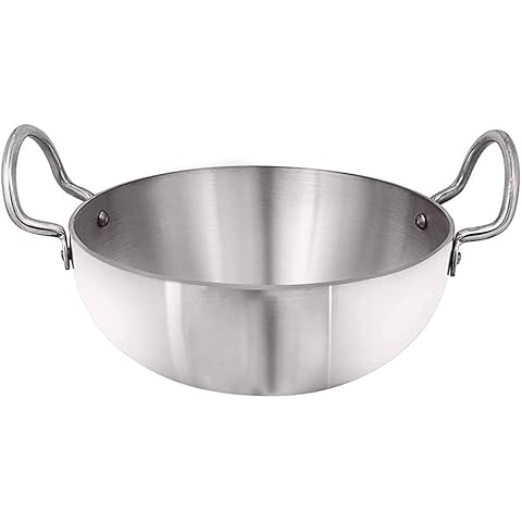 Shradha Trading Aluminium Kadai, Aluminum Indian Kadai,Indian Kadai, Cookware pan, Indian Stir Pan, Frying Pan, Size-12, Thickness 4 mm Cover