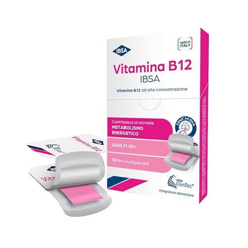 Vitamina B12 IBSA - 30 Film Orodispersibili. Integratore alimentare a base di Vitamina B12 che contribuisce al normale metabolismo energetico. Gusto Lampone