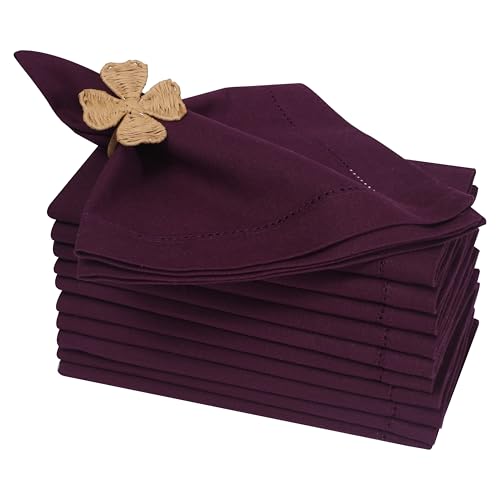 Bedding Craft Cotton Dinner Napkins Set of 12, 18x18, hemstitched,