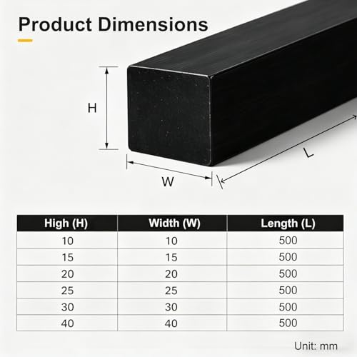 Plástico ABS barras planas de 500x80x30mm bloque rectangular negro para prototipado 7