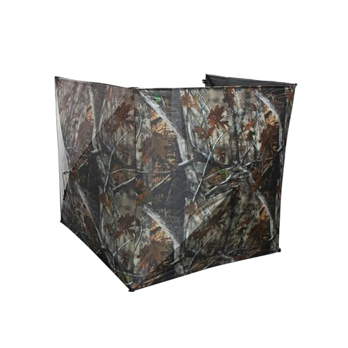 THUNDERBAY Portable 3 Panels See Through Deer Hunting Tent, Quick Setup Lightweight Camouflage Pop Up 3-Sided Ground Hunting Blind