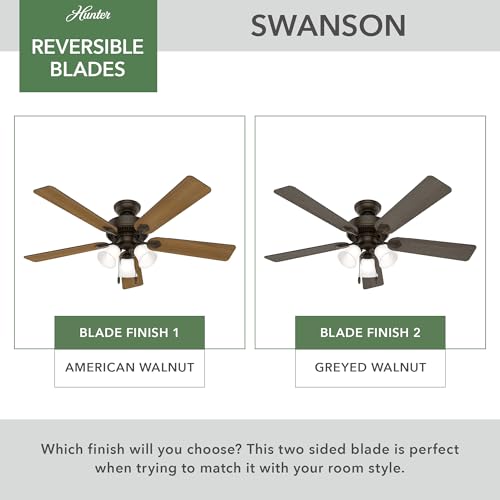 Image of Hunter Swanson, Indoor, Ceiling Fan, with LED Lights, 52 inch, New Bronze