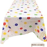 Mikinona Mantel para Fiesta de Cumpleaños Infantil, Rectangular 137x274 Cm, Falda de Mesa Plegable Reutilizable Diseño de Globos, Mantel Decorativo Resistente a Aceite y Fácil de Limpiar