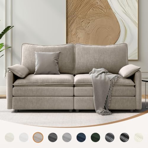 Image of Vesgantti 74 inch Deep Seat Loveseat Sofa, Small Cloud Couch Sectional, Brown