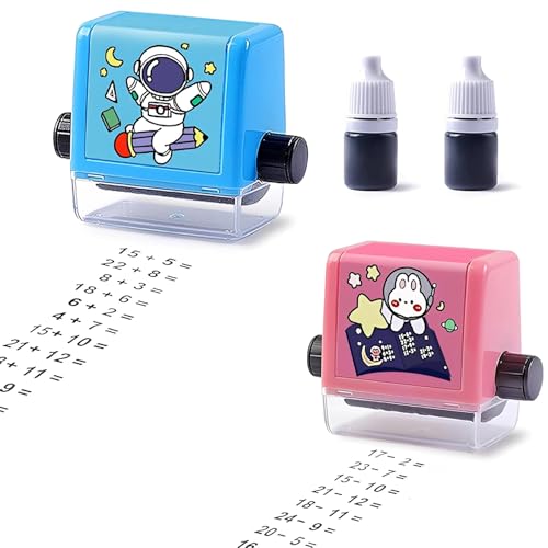 Tampon, Tampon Enfant, Tampons Enfants, Lot de 2 Tampons à Rouleaux de Mathématiques pour Addition et Soustraction, Jouets Éducatifs pour Pratique de Calcul