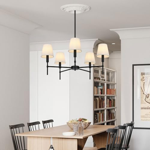 Black Chandelier Shades Set of 5, 4" Top x 6" Bottom x 6" High Barrel Lamp Shade, 4x6x6 Inch Linen Fabric, Perfect Covers Fit for 5-Light Pendant Light Wall Sconce, Clip On Bulb E12 Socket(Large Size) by Doraloko - Image 7