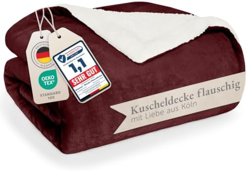 Blumtal Premium Sherpa Kuscheldecke flauschig 150x200 cm - Oeko-Tex zert. Sofa Decke mit Dicker Sherpa-Innenseite - super Flauschige Decke extra dick und wärmend - Cozy Fleecedecke