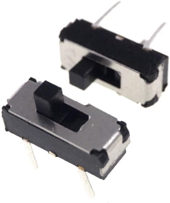 100pcs Miniature Slide Switch 3 Pin 2P2T DPDT ON-ON Vertical Through Hole Solder PCB 2.00mm Knob Height