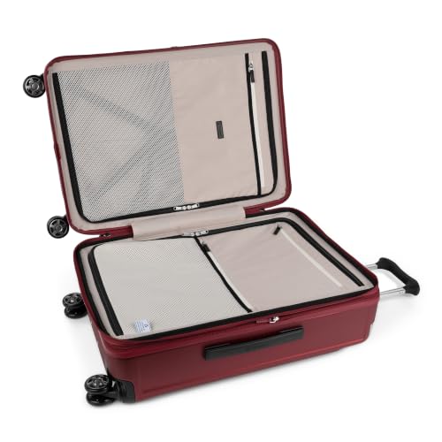Image of Travelpro Platinum Elite Hardside Expandable Checked Luggage, 8 Wheel Spinner, TSA Lock, Hard Shell Polycarbonate Suitcase, Daring Red, Checked Medium 25-Inch