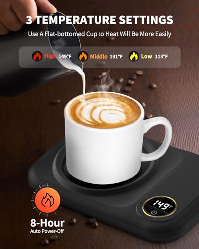 Image of Coffee Mug Warmer, 3-Temp Settings USB Coffee Mug Warmer, 113℉ /131℉ /149℉ Plug in USB Candle Warmer Beverage for Coffee, Cocoa, Tea, Candle, Gift for Women Man Coffee Lover