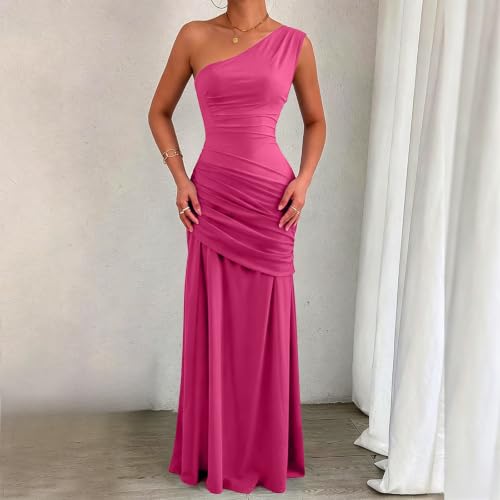 Robe de soirée longue asymétrique et chic pour invité de mariage