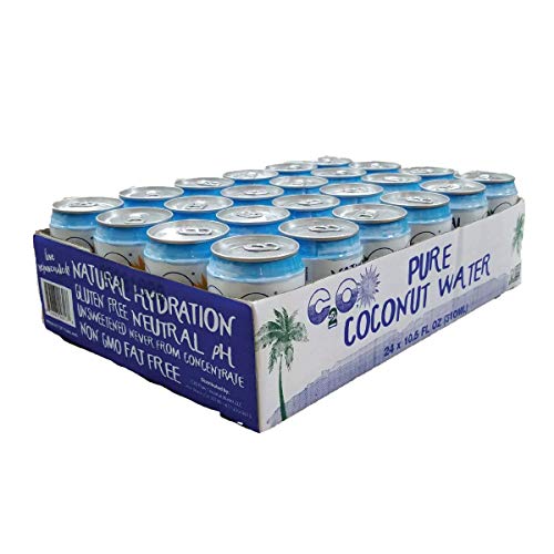 C2O - Coconut Water, The Original Flavor (24 Pack) - Made with Fresh Coconut Water - Plant Based - Non GMO - Canned Water - Natural Hydration, Essential Electrolytes, & Potassium - 24 Cans, 10.5 FL OZ