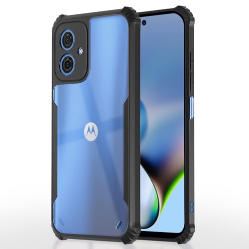 Image of Outlouders Back Cover for Motorola Moto G54 5G / G64 5G | Ultra Hybrid Transparent | Full Camera Protection | Raised Edge | Crystal Clear Bumper Case(Black)