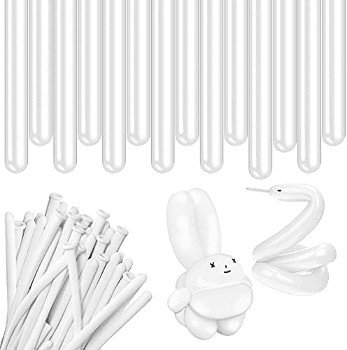 Rimobul 100PCS 260Q Twisting Animal Balloons Thickening Latex Twisting Modeling Long Magic Balloons for Animal Shape,Birthdays,Clowns(White)