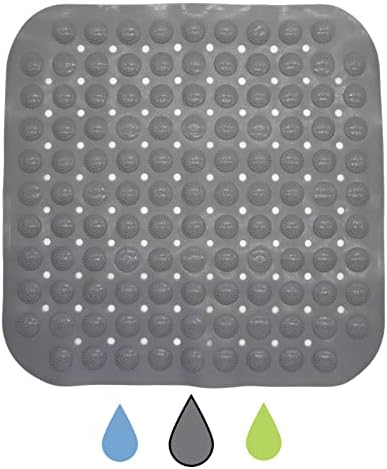 Cresitch Bath Mat, Shower Mat Non Slip, Bathtub Mats With Suction Cups, Non Slip Shower Mats For Inside Shower, Bath Mats For Bathroom Non Slip (Grey,47x47 cm/18.5x18.5in)