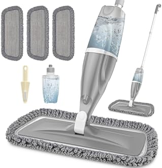 Microfiber Spray Mops for Floors Cleaning: EXEGO Dust Wet Mop with 3 Washable Reusable Pads for Swiffer Powermop &1 Refillable Bottle - Flat Floor Mop for Hardwood Laminate Ceramic Tiles Vinyl Wood