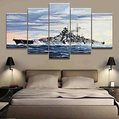 Papier peint moderne 150x80cm Battleship Bismarck décoration murale impression HD