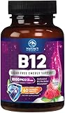 Vitamin B12 Complex (Methylcobalamin) 1000 mcg - 3X Strength B 12 Vitamins Supplement for Cellular Energy Metabolism, Nature's Nervous System Support, Bottled USA, Berry Flavor - 60 Chewable Tablets