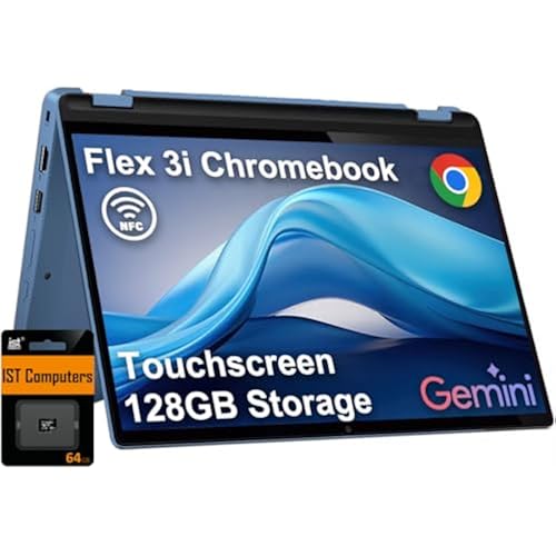 Lenovo IdeaPad Flex 3i Chromebook 2-in-1 Laptop (12.2" FHD+ Touchscreen, Intel N100, 4GB DDR5, 128GB Storage (64GB eMMC + 64GB SD Card)), Home, Student, Education, Long Battery Life, NFC, Chrome OS