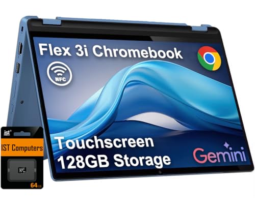 Image of Lenovo IdeaPad Flex 3i Chromebook 2-in-1 Laptop (12.2 inch FHD+ Touchscreen, Intel N100, 4GB DDR5, 128GB Storage (64GB eMMC + 64GB SD Card)), Home, Student, Education, Long Battery Life, NFC, Chrome OS